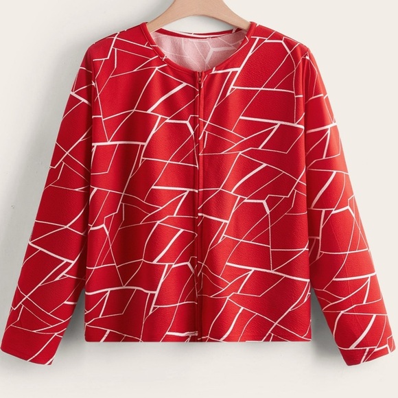 Red Geometric Patterned Blouse - Picture 2 of 3